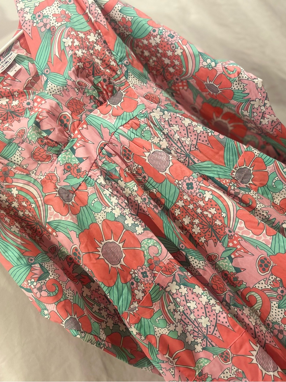 Vintage Inspired Floral Kaftan Mumu in Coral & Mint - Picture 6 of 7